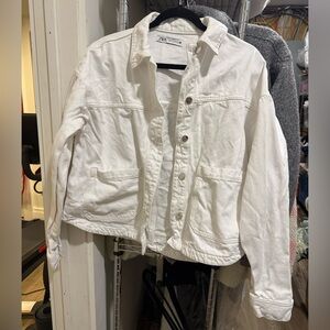 Zara white denim jacket